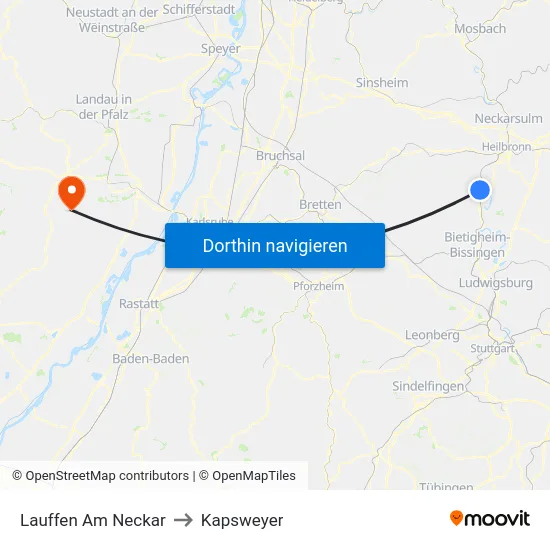 Lauffen Am Neckar to Kapsweyer map