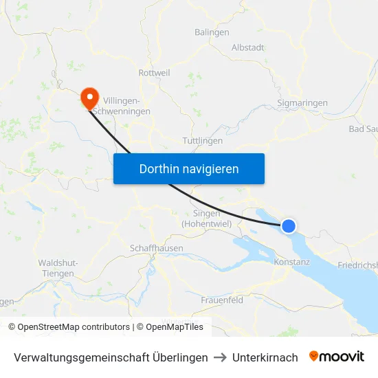 Verwaltungsgemeinschaft Überlingen to Unterkirnach map