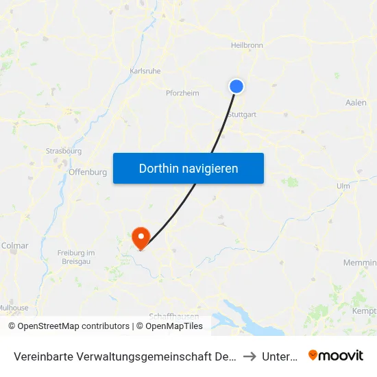 Vereinbarte Verwaltungsgemeinschaft Der Stadt Bietigheim-Bissingen to Unterkirnach map