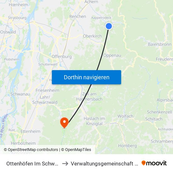 Ottenhöfen Im Schwarzwald to Verwaltungsgemeinschaft Seelbach map