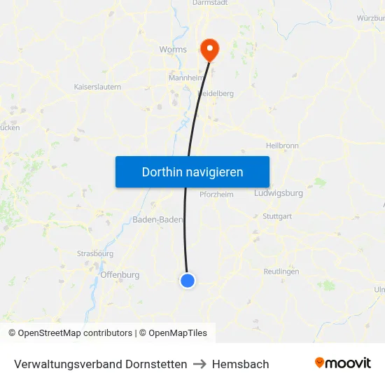 Verwaltungsverband Dornstetten to Hemsbach map