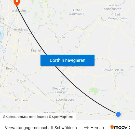 Verwaltungsgemeinschaft Schwäbisch Gmünd to Hemsbach map