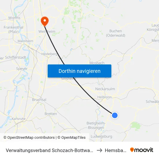 Verwaltungsverband Schozach-Bottwartal to Hemsbach map