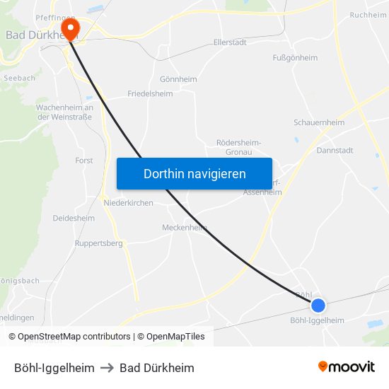 Böhl-Iggelheim to Bad Dürkheim map