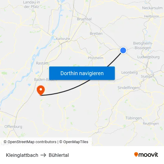 Kleinglattbach to Bühlertal map