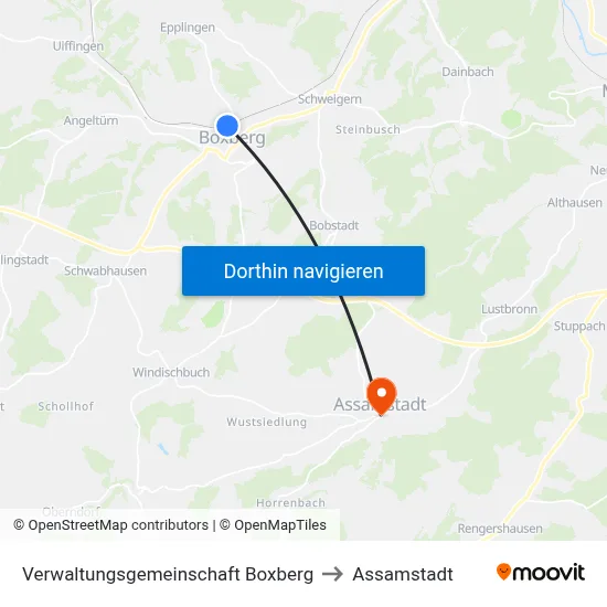 Verwaltungsgemeinschaft Boxberg to Assamstadt map