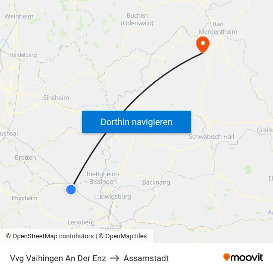 Vvg Vaihingen An Der Enz to Assamstadt map