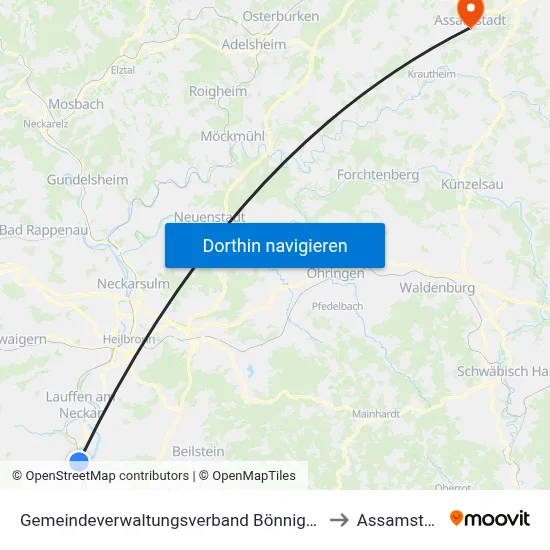Gemeindeverwaltungsverband Bönnigheim to Assamstadt map