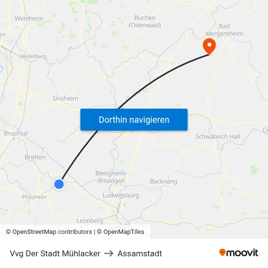 Vvg Der Stadt Mühlacker to Assamstadt map