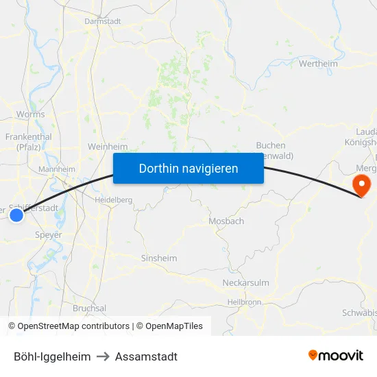 Böhl-Iggelheim to Assamstadt map