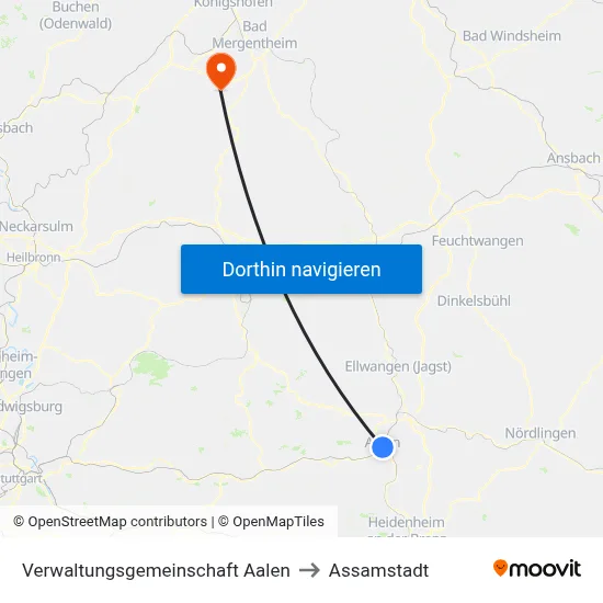 Verwaltungsgemeinschaft Aalen to Assamstadt map
