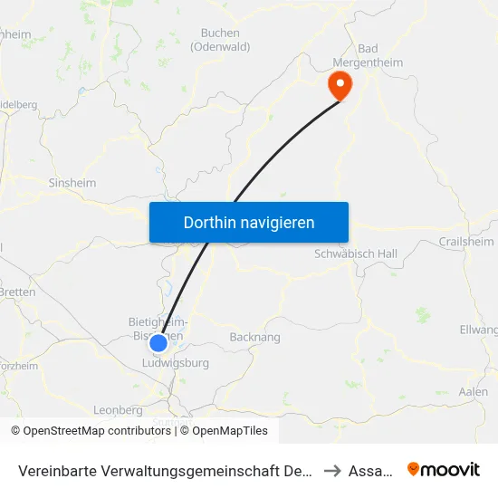 Vereinbarte Verwaltungsgemeinschaft Der Stadt Bietigheim-Bissingen to Assamstadt map