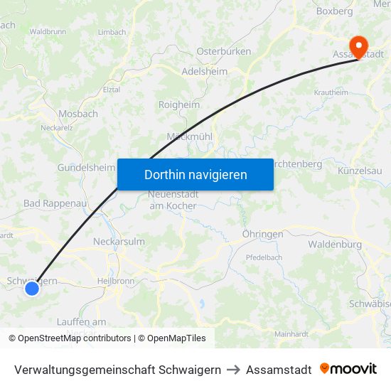 Verwaltungsgemeinschaft Schwaigern to Assamstadt map