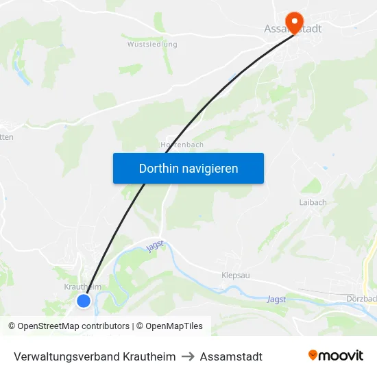 Verwaltungsverband Krautheim to Assamstadt map