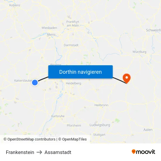 Frankenstein to Assamstadt map