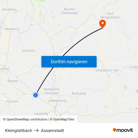 Kleinglattbach to Assamstadt map