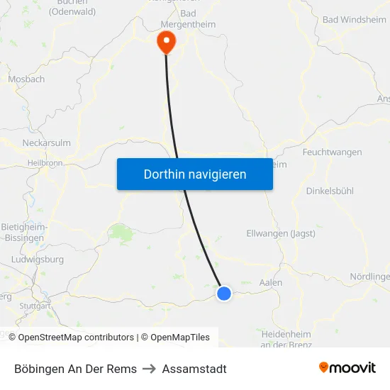 Böbingen An Der Rems to Assamstadt map