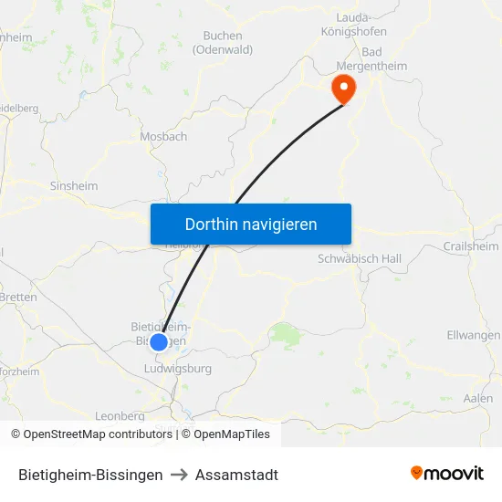 Bietigheim-Bissingen to Assamstadt map