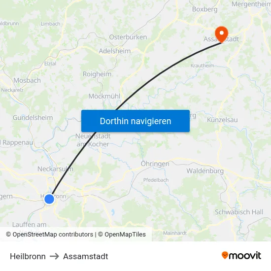 Heilbronn to Assamstadt map