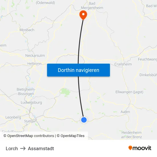 Lorch to Assamstadt map