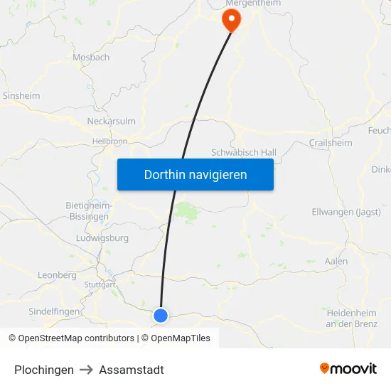 Plochingen to Assamstadt map