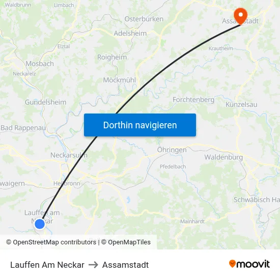Lauffen Am Neckar to Assamstadt map