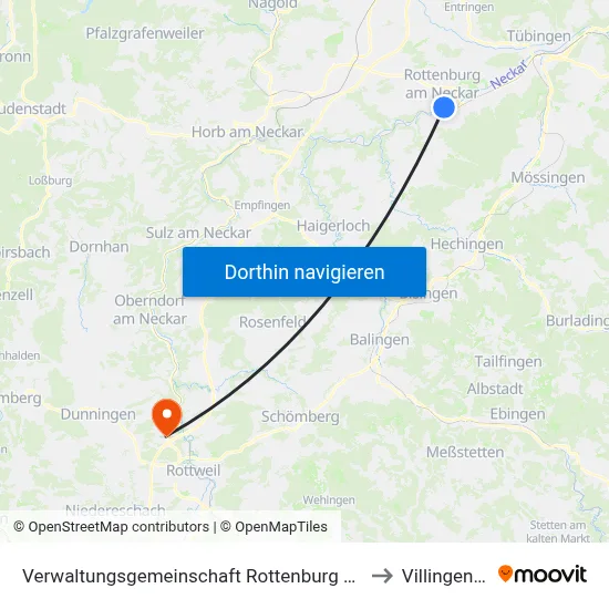 Verwaltungsgemeinschaft Rottenburg am Neckar to Villingendorf map