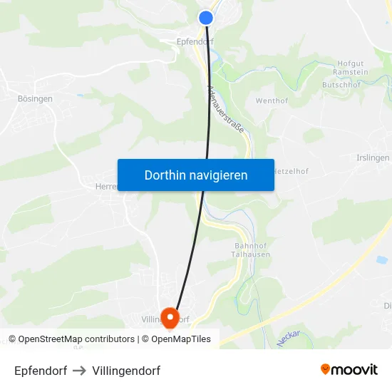 Epfendorf to Villingendorf map
