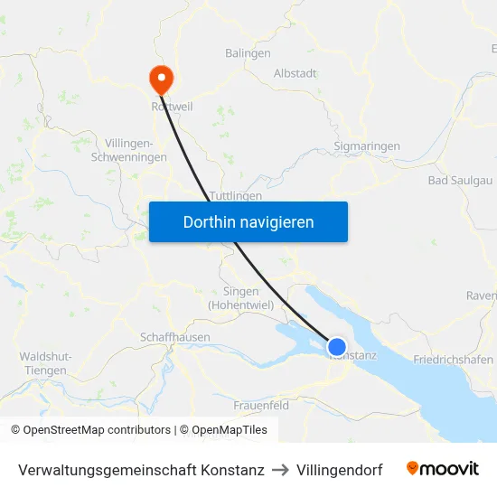 Verwaltungsgemeinschaft Konstanz to Villingendorf map