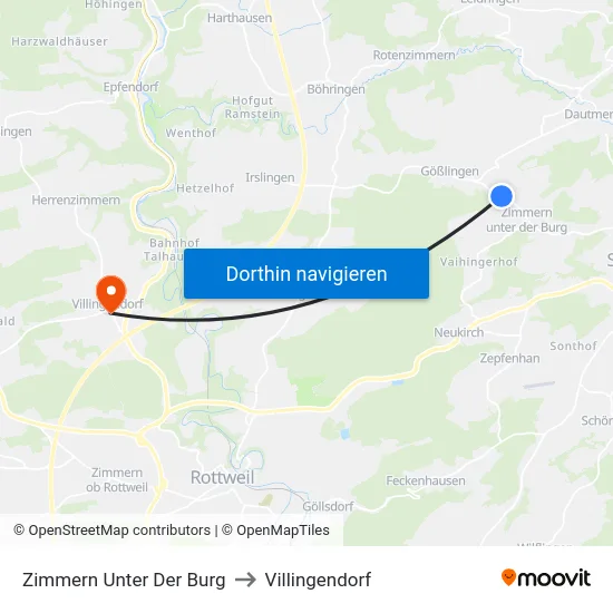 Zimmern Unter Der Burg to Villingendorf map