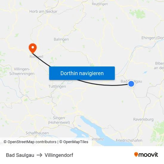 Bad Saulgau to Villingendorf map