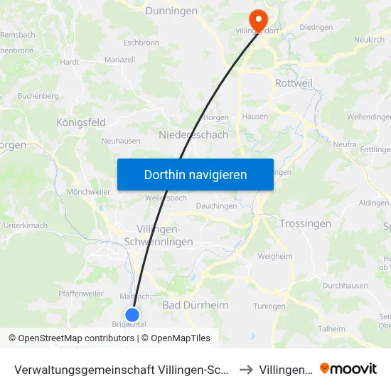 Verwaltungsgemeinschaft Villingen-Schwenningen to Villingendorf map
