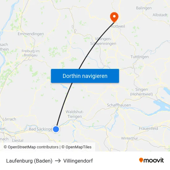 Laufenburg (Baden) to Villingendorf map