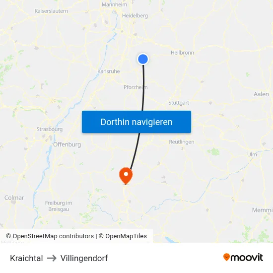 Kraichtal to Villingendorf map