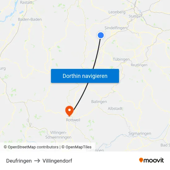 Deufringen to Villingendorf map