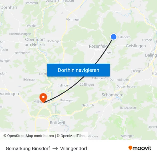 Gemarkung Binsdorf to Villingendorf map