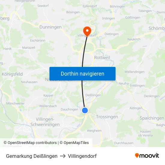 Gemarkung Deißlingen to Villingendorf map