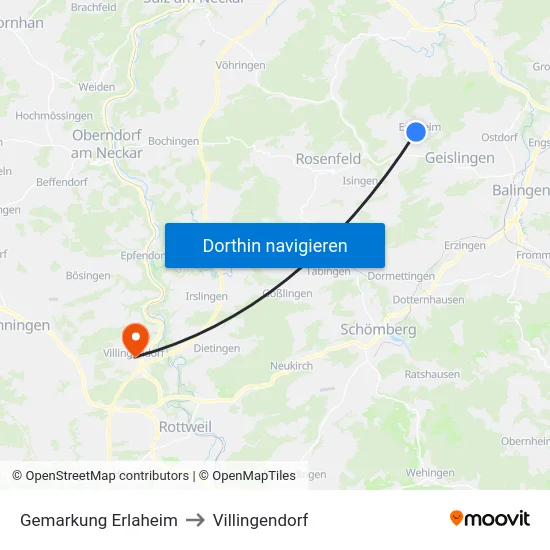 Gemarkung Erlaheim to Villingendorf map