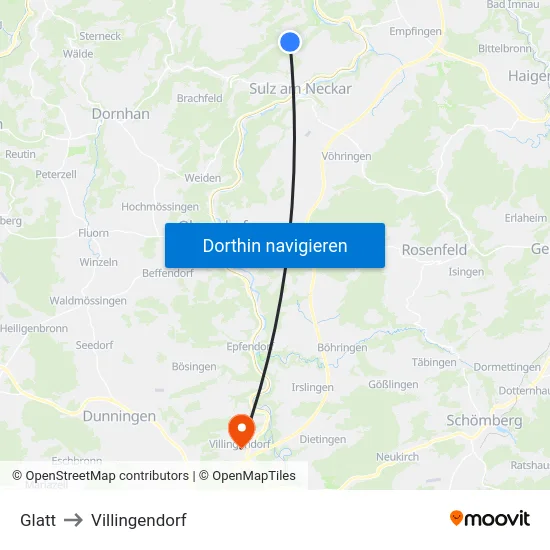 Glatt to Villingendorf map