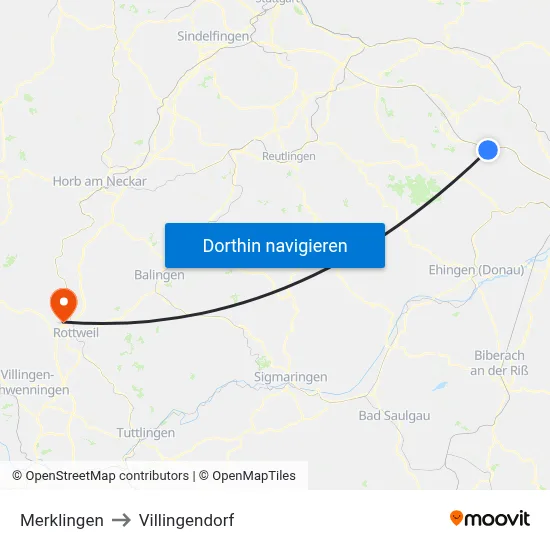 Merklingen to Villingendorf map