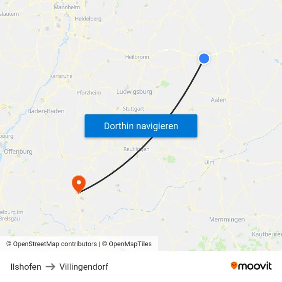 Ilshofen to Villingendorf map