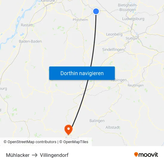 Mühlacker to Villingendorf map