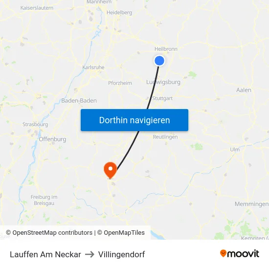 Lauffen Am Neckar to Villingendorf map