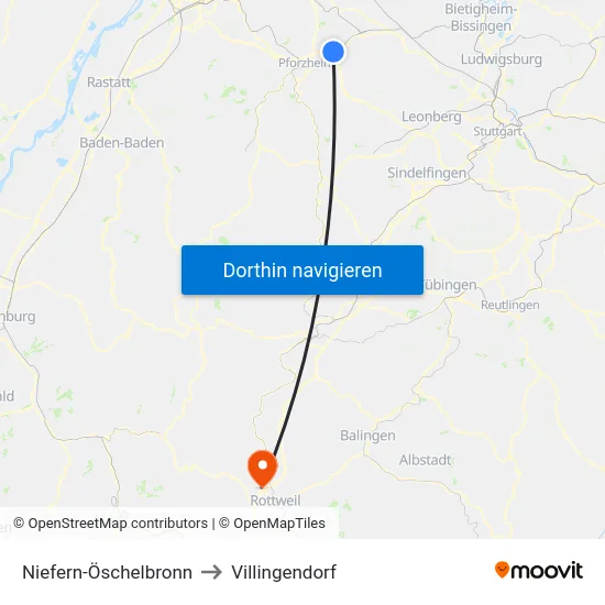 Niefern-Öschelbronn to Villingendorf map