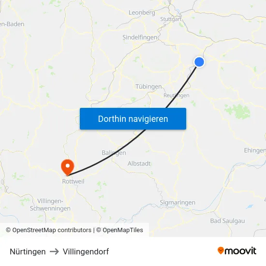 Nürtingen to Villingendorf map