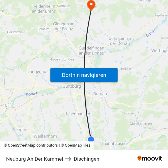 Neuburg An Der Kammel to Dischingen map