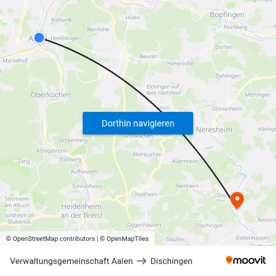 Verwaltungsgemeinschaft Aalen to Dischingen map