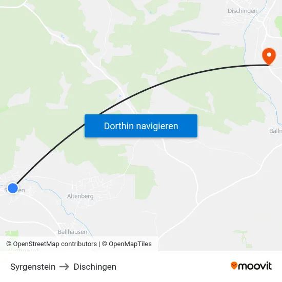 Syrgenstein to Dischingen map