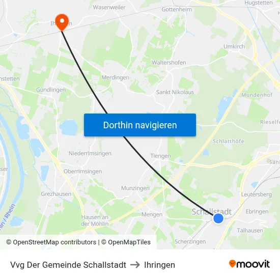 Vvg Der Gemeinde Schallstadt to Ihringen map