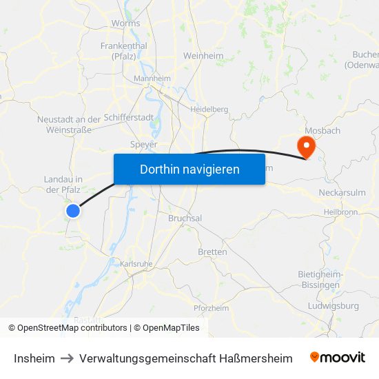 Insheim to Verwaltungsgemeinschaft Haßmersheim map